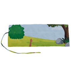 Mother And Daughter Yoga Art Celebrating Motherhood And Bond Between Mom And Daughter  Roll Up Canvas Pencil Holder (s)
