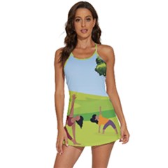 Mother And Daughter Yoga Art Celebrating Motherhood And Bond Between Mom And Daughter. 2-in-1 Flare Activity Dress