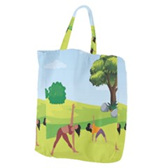 Mother And Daughter Yoga Art Celebrating Motherhood And Bond Between Mom And Daughter  Giant Grocery Tote