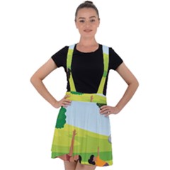 Mother And Daughter Yoga Art Celebrating Motherhood And Bond Between Mom And Daughter  Velvet Suspender Skater Skirt