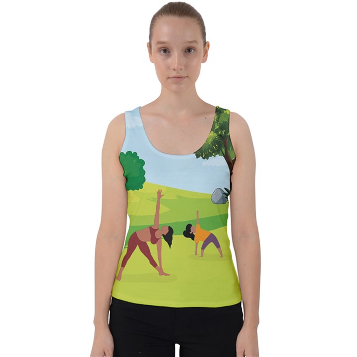 Mother And Daughter Yoga Art Celebrating Motherhood And Bond Between Mom And Daughter. Velvet Tank Top
