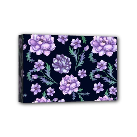 Elegant Purple Pink Peonies In Dark Blue Background Mini Canvas 6  X 4  (stretched)