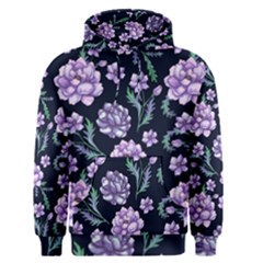 Elegant Purple Pink Peonies In Dark Blue Background Men s Core Hoodie by augustinet