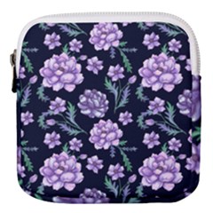 Elegant Purple Pink Peonies In Dark Blue Background Mini Square Pouch by augustinet