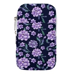 Elegant Purple Pink Peonies In Dark Blue Background Waist Pouch (large) by augustinet