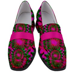  Women s Chunky Heel Loafers W/ Magenta Design by VIBRANT