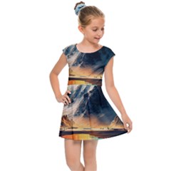 Abstract Color Colorful Mountain Ocean Sea Kids  Cap Sleeve Dress by Pakemis