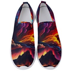 Ocean Sea Wave Clouds Mountain Colorful Sky Art Men s Slip On Sneakers