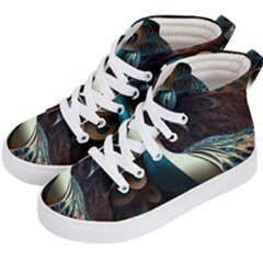 Peacock Bird Feathers Colorful Texture Abstract Kids  Hi-top Skate Sneakers by Pakemis