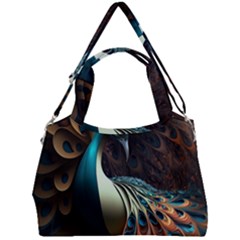 Peacock Bird Feathers Colorful Texture Abstract Double Compartment Shoulder Bag