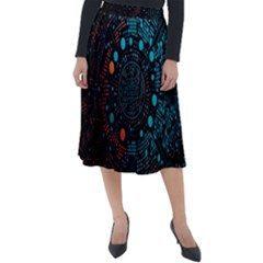 Big Data Abstract Abstract Background Classic Velour Midi Skirt  by Pakemis