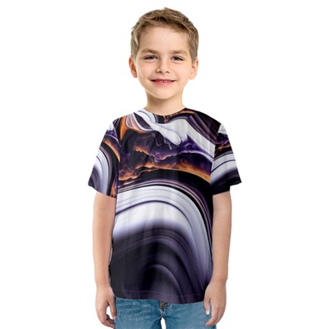 Marble Abstract Water Gold Dark Pink Purple Art Kids  Sport Mesh Tee by Pakemis