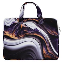 Marble Abstract Water Gold Dark Pink Purple Art Macbook Pro 16  Double Pocket Laptop Bag 