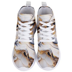 Marble Stone Abstract Gold White Color Colorful Women s Lightweight High Top Sneakers by Pakemis