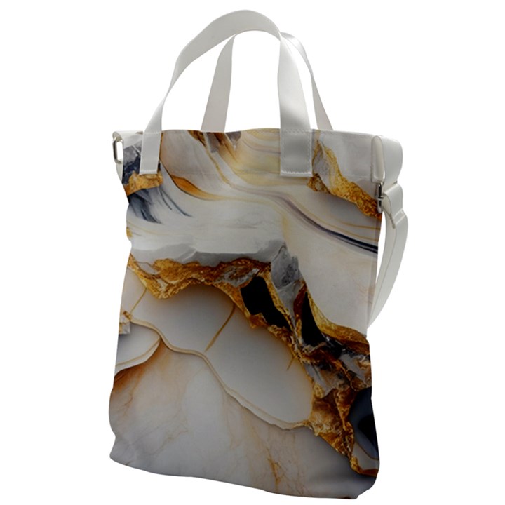 Marble Stone Abstract Gold White Color Colorful Canvas Messenger Bag