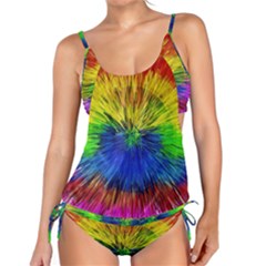 Colour Background Structure Lines Explosion Pop Tankini Set