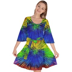 Colour Background Structure Lines Explosion Pop Velour Kimono Dress