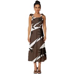 Palm Tree Design-01 (1) Tie-strap Tiered Midi Chiffon Dress