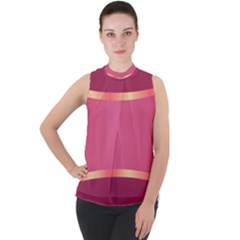 Heart Valentine Love Pink Red Mock Neck Chiffon Sleeveless Top by Ravend