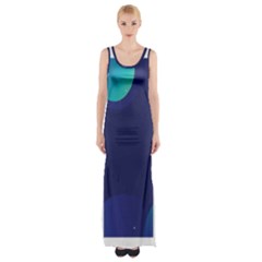 Abstract Blue Texture Space Thigh Split Maxi Dress