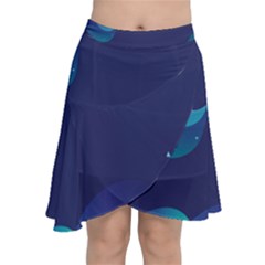 Abstract Blue Texture Space Chiffon Wrap Front Skirt by Ravend