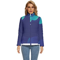 Abstract Blue Texture Space Women s Puffer Bubble Jacket Coat by Ravend
