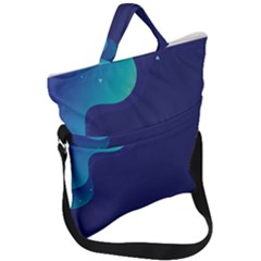 Abstract Blue Texture Space Fold Over Handle Tote Bag