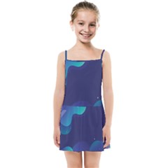 Abstract Blue Texture Space Kids  Summer Sun Dress