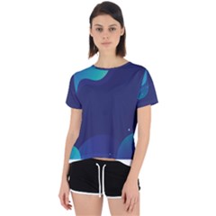 Abstract Blue Texture Space Open Back Sport Tee