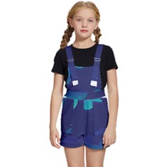 Abstract Blue Texture Space Kids  Short Overalls