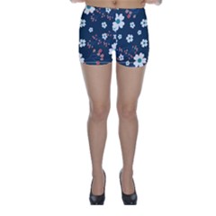Floral Digital Background Skinny Shorts