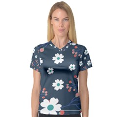 Floral Digital Background V-neck Sport Mesh Tee