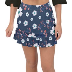 Floral Digital Background Fishtail Mini Chiffon Skirt