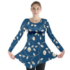 Flora Flower Flowers Nature Abstract Wallpaper Design Long Sleeve Tunic  by Ravend