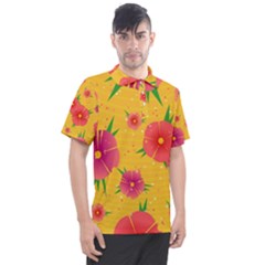 Background Flowers Floral Pattern Men s Polo Tee