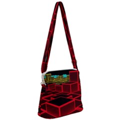 3d Abstract Model Texture Zipper Messenger Bag