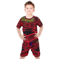 3d Abstract Model Texture Kids  Tee And Shorts Set by Ravend