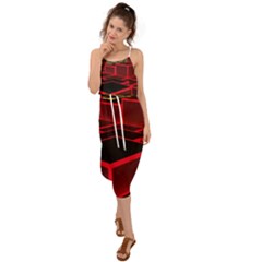 3d Abstract Model Texture Waist Tie Cover Up Chiffon Dress by Ravend