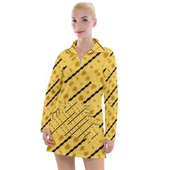 Background Yellow Background Women s Long Sleeve Casual Dress