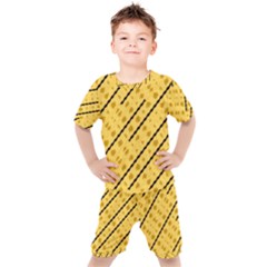 Background Yellow Background Kids  Tee And Shorts Set
