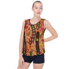 Abstract Background Digital Green Bubble Hem Chiffon Tank Top