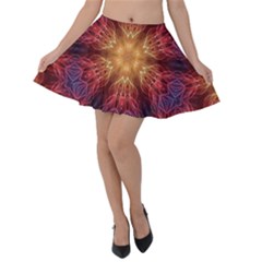 Fractal Abstract Artistic Velvet Skater Skirt by Ravend