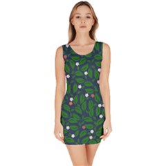 Leaves Flowers Green Background Nature Bodycon Dress by Ravend