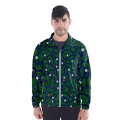 Leaves Flowers Green Background Nature Men s Windbreaker