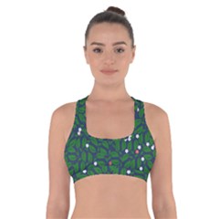 Leaves Flowers Green Background Nature Cross Back Sports Bra