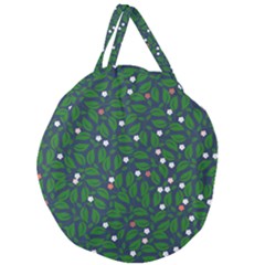 Leaves Flowers Green Background Nature Giant Round Zipper Tote