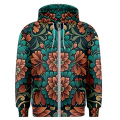 Flower Pattern Modern Floral Men s Zipper Hoodie