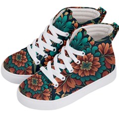 Flower Pattern Modern Floral Kids  Hi-top Skate Sneakers