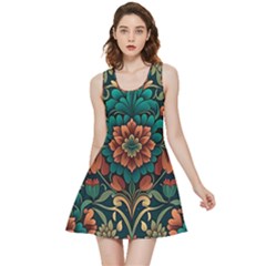 Flower Pattern Modern Floral Inside Out Reversible Sleeveless Dress