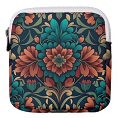 Flower Pattern Modern Floral Mini Square Pouch by Ravend